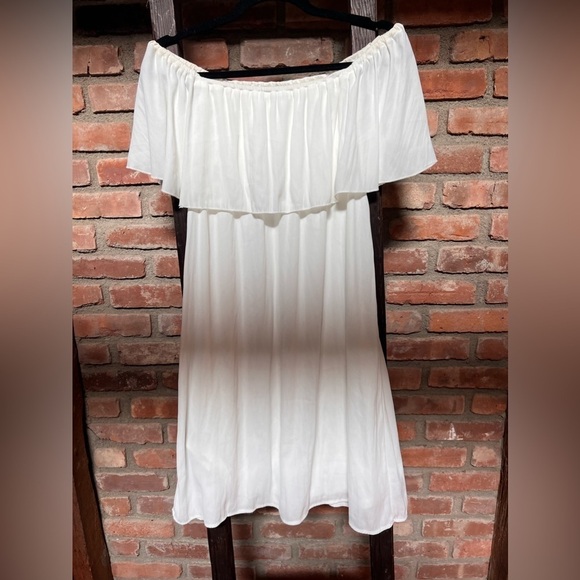 ONLY white off the shoulder shirt dress women’s US size 7 light and airy boho - Picture 8 of 8